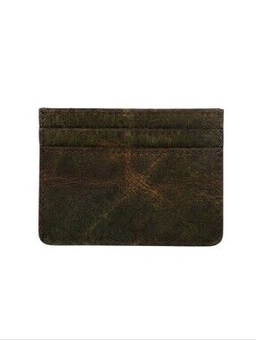 Myra Bag Espresso Brown Distressed Leather Card Holder 4"x3"